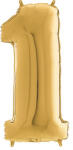  Héliumos fólia lufi, 1-es szám, 65 cm, arany (26021G-P)