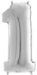  Héliumos fólia lufi, 1-es szám, 65 cm, ezüst (26091S-P)