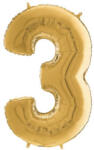  Héliumos fólia lufi, 3-as szám, 65 cm, arany (26023G-P)
