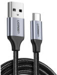 UGREEN Type-C - USB gyorstöltő adatkábel, 0, 25m, alumínium-fekete (60124)