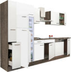 Leziter Yorki 310 konyhabútor yorki tölgy korpusz, selyemfényű fehér fronttal felülfagyasztós hűtős szekrénnyel (L310YFH-FF) - homelux