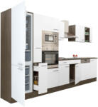 Leziter Yorki 370 konyhabútor yorki tölgy korpusz, selyemfényű fehér fronttal alulfagyasztós hűtős szekrénnyel (L370YFH-AF) - homelux