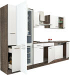 Leziter Yorki 310 konyhabútor yorki tölgy korpusz, selyemfényű fehér fronttal alulfagyasztós hűtős szekrénnyel (L310YFH-AF) - leziteronline