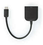 Nedis USB-C Adapter | USB 3.2 Gen 1 | USB-C Dugasz | VGA Aljzat | 1920x1200 | 5 Gbps | 0.20 m | Kerek | Nikkelezett | PVC | Fekete | Műanyag Zacskó (CCGP64852BK02)