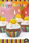 BSB képeslap, Happy Birthday, muffinok, smile gyertyával (állvány) (51-05850) (51-1576)