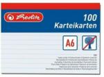 Herlitz Kartoték kártya A6/100 ív, vonalas, fehér, 170g/m2 (01150606)