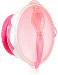  BabyOno Be Active Suction Bowl with Spoon etetőszett gyermekeknek Pink 6 m+ 2 db