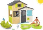 Smoby Set căsuța Prietenilor în culori elegante Friends House Evo Playhouse Smoby extensibilă cu nispar fluture balansoar cățeluș (SM810204-13)