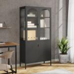 vidaXL Dulap înalt, negru, 90x40x180 cm, sticlă și oțel (353000) Comoda