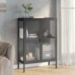 vidaXL Servantă, negru, 75x35x105 cm, sticlă și oțel (353003) Comoda