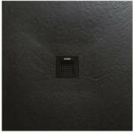 AREZZO design SOLIDSoft zuhanytálca 80x80 cm, lefolyóval, fekete AR-8080B (AR-8080B)
