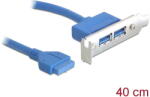 DELOCK Slot bracket 1 x 19 pin USB 3.0 pin header female internal > 2 x USB 3.0 Type-A female external Low Profile (82976)
