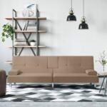 vidaXL Canapea extensibilă cu suport pahare, capucino, piele ecologică (351929) Canapea