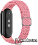  Okosóra szíj - fonott szövet körpánt - RÓZSASZÍN - sztreccses, 190mm hosszú - Xiaomi Smart Band 8, 8 NFC, 9, 9 NFC