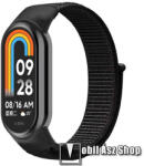  Okosóra szíj - FEKETE - szövet, tépőzáras - 190mm hosszú - Xiaomi Smart Band 8, 8 NFC, 9, 9 NFC