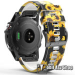  Okosóra szíj - szilikon - NAPRAFORGÓ MINTÁS - 125mm+92mm hosszú, 22mm széles QUICKFIT csatlakozó - Garmin Fenix 7 / 5 / 5 Plus / 5 Plus Sapphire / 6 / 6 Pro / 6 Sapphire / Instinct / Forerunner 935 / 