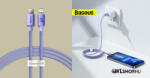 Baseus Crystal Shine USB-C/Lightning adat/töltőkábel, 20W, PD, 1, 2m - Lila