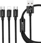 Yesido Cablu de Date 3in1 USB la Lightning, Type-C, Micro USB 60W, 3A, 1.2m - Yesido (CA-60) - Black (KF235524) - vexio