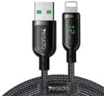 Yesido Cablu de Date USB la Lightning 2.4A, Display Digital , 1.2m - Yesido (CA-84) - Black (KF236937) - pcone