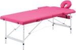 vidaXL Masă de masaj pliabilă, 2 zone, roz, aluminiu (110194)