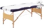 vidaXL Masă de masaj pliabilă, 3 zone, alb și violet, lemn (110217)