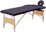 vidaXL Masă de masaj pliabilă, 2 zone, violet, lemn (110186)