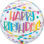 Qualatex Szülinapi Bubbles lufi 22" 56cm Happy Birthday (LUFI657380)