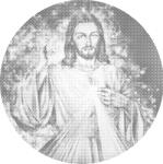  PontPöttyöző - Jézus Méret: 50x50cm, Keretezés: Kerek keret, Szín: Fekete
