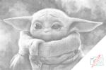  PontPöttyöző - Bébi Yoda Méret: 40x60cm, Keretezés: Keret nélkül (csak a vászon), Szín: Fekete