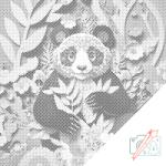  PontPöttyöző - Boldog panda Méret: 50x50cm, Keretezés: Keret nélkül (csak a vászon), Szín: Zöld