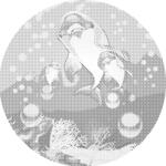  PontPöttyöző - Rajzolt delfinek Méret: 50x50cm, Keretezés: Kerek keret, Szín: Kék