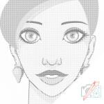  PontPöttyöző - Nő epres fülbevalóval Méret: 50x50cm, Keretezés: Keret nélkül (csak a vászon), Szín: Piros