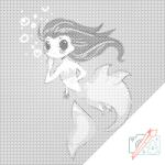  PontPöttyöző - Kis hableány Méret: 50x50cm, Keretezés: Keret nélkül (csak a vászon), Szín: Kék