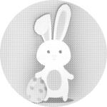  PontPöttyöző - Húsvéti nyúl Méret: 50x50cm, Keretezés: Kerek keret, Szín: Zöld