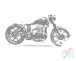  PontPöttyöző - BMW 80RT motorkerékpár Méret: 40x50cm, Keretezés: Keret nélkül (csak a vászon), Szín: Zöld