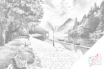  PontPöttyöző - Park a folyónál Méret: 40x60cm, Keretezés: Keret nélkül (csak a vászon), Szín: Zöld