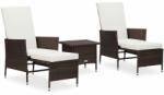 vidaXL 3 részes barna polyrattan párnákkal 3059372