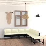 vidaXL 7 részes fekete polyrattan párnákkal 3059791