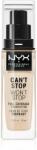 NYX Professional Makeup Can't Stop Won't Stop Full Coverage Foundation Magas fedésű alapozó árnyalat 1.5 Fair 30 ml