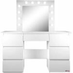 Artool Fésülködőasztal/smink, fehér, tükörrel és LED-ekkel, Vanessa, 130 (ART-54492)