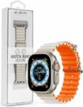 DEVIA Deluxe Apple Watch S1/S2/S3/S4/S5/S6/S7/S8/S9/SE Szilikon Sport Szíj 38/40/41mm - Fehér/Narancssárga (ST381621)