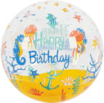  Gömb alakú buborék lufi - 50 cm - Happy Birthday - Tenger