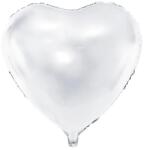PartyDeco Balon din folie - inimă metalică alb 45 cm