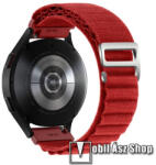  Okosóra Alpesi szíj - egybe­szőtt szövet­, Z kapocs, légáteresztő, állítható - PIROS - 210mm hosszú, 20mm széles - SAMSUNG Galaxy Watch4 / Watch5 / Active2 / Amazfit GTS 4 / HUAWEI Watch GT 3 42mm / V