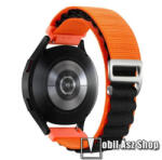  Okosóra Alpesi szíj - egybe­szőtt szövet­, Z kapocs, légáteresztő, állítható - FEKETE / NARANCSSÁRGA - 210mm hosszú, 20mm széles - SAMSUNG Galaxy Watch4 / Watch5 / Active2 / Amazfit GTS 4 / HUAWEI Wat