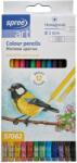 SPREE Creioane colorate hexagonale, cu radiera, SPREE Art, 12 culori/set - papetarie-asp