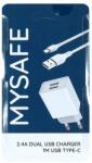 MySAFE Töltő - CH24A - 1m - TipC kábel 2, 4A - Fehér