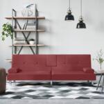 vidaXL Canapea extensibilă suporturi pahare, roșu vin, piele ecologică (351930) Canapea