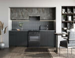 Halmar TAMARA 240 konyhablokk, szín: előlap - szürke márvány / fekete, test - szénfa, munkalap - szürke - smartbutor