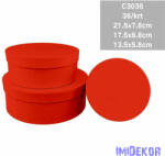  Papírdoboz 3db/szett kerek D21, 5-17, 5-13, 5cm - Piros